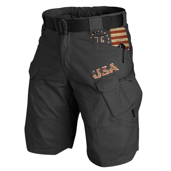 CONZONE Mens Casual Cargo Shorts Elastic Waist Drawstring Summer Shorts for Men Usa Flag Graphic Lightweight Loose Fit Workout Gym Shorts With Pockets