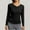 Black, variant on Abtuhar Women Long Sleeve Tops Solid V Neck Loose Breathable Straight Hem Fall Shirts