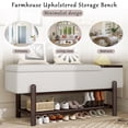 thumbnail image 6 of GZXS Farmhouse Shoe Storage Bench with Padded Seat and Bottom Shelf, Flip-Top Entryway Shoes Organizer Bench w/ Solid Wood Legs, 47.24"L x 16.73"W x 19.9"H, Espresso, 6 of 10