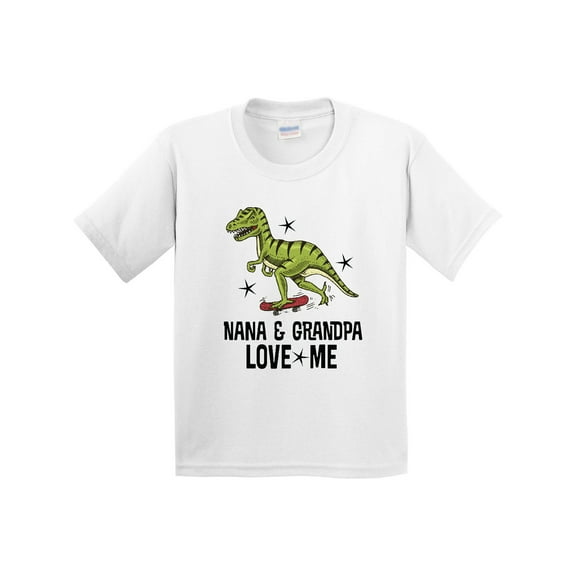 Inktastic Nana and Grandpa Love Me Dinosaur Grandson Youth T-Shirt