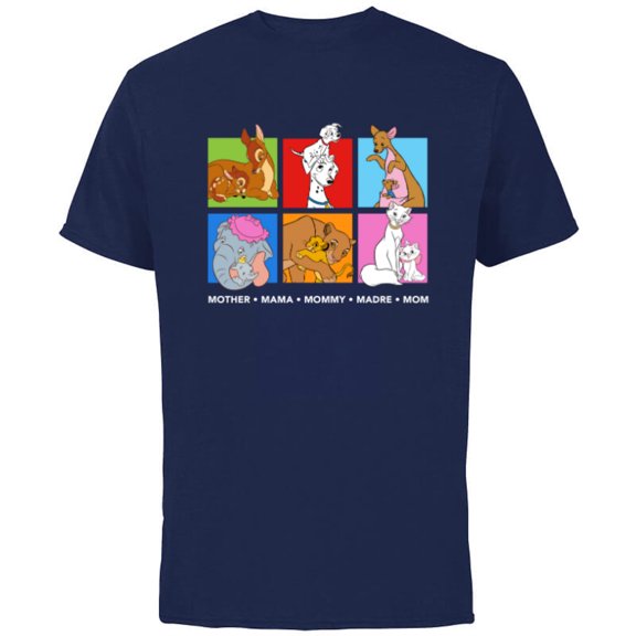 Disney Characters Colorful Mother's Day - Short Sleeve Cotton T-Shirt for Adults - Customized-Navy