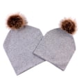 thumbnail image 4 of Gorro elástico de algodón suave para invierno, 2 uds., para madre y bebé gris perfke Sombrero de niño padre de algodón, 4 of 7