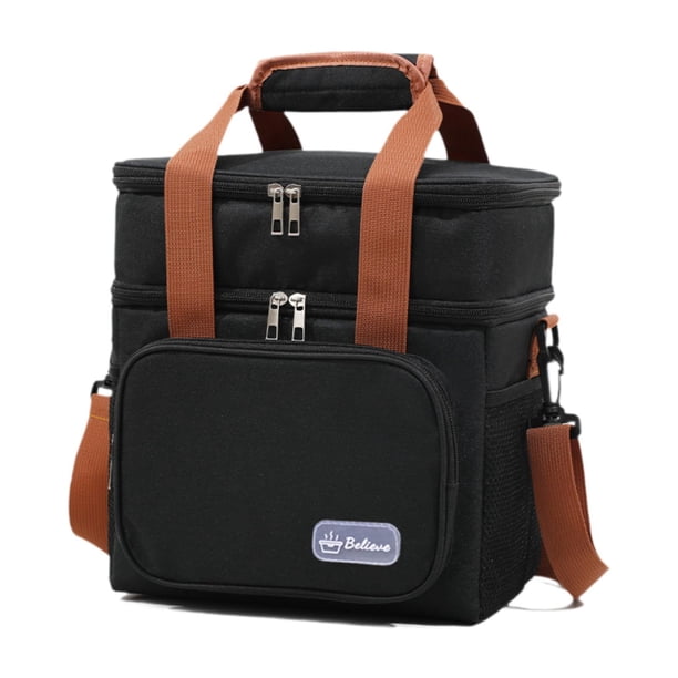 Bolsa térmica para el almuerzo, reutilizable, impermeable y a prueba de fugas, ideal para acampar. Negro