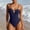 Navy, variant on Women's One Piece Swimsuit with Shell Detail Adjustable Strap Push Up Bathing Suit Tummy Control Swimwear Coffee S