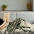thumbnail image 3 of Goat Soft Flannel Fleece Throw Blanket, Tribal Tattoo Style Ornamental Goat with Curves Waves Abstract Geometric Print, Cozy Plush for Indoor and Outdoor Use, 60" x 80", Beige and Black, by Ambesonne, 3 of 5