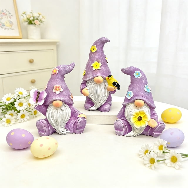 3Pcs Easter Gnome Decoration Resin Desktop Decorative Items Cute Decorations For Balconies Or Potted Plants Easter Gift Spring Decoration Desktop Ornaments