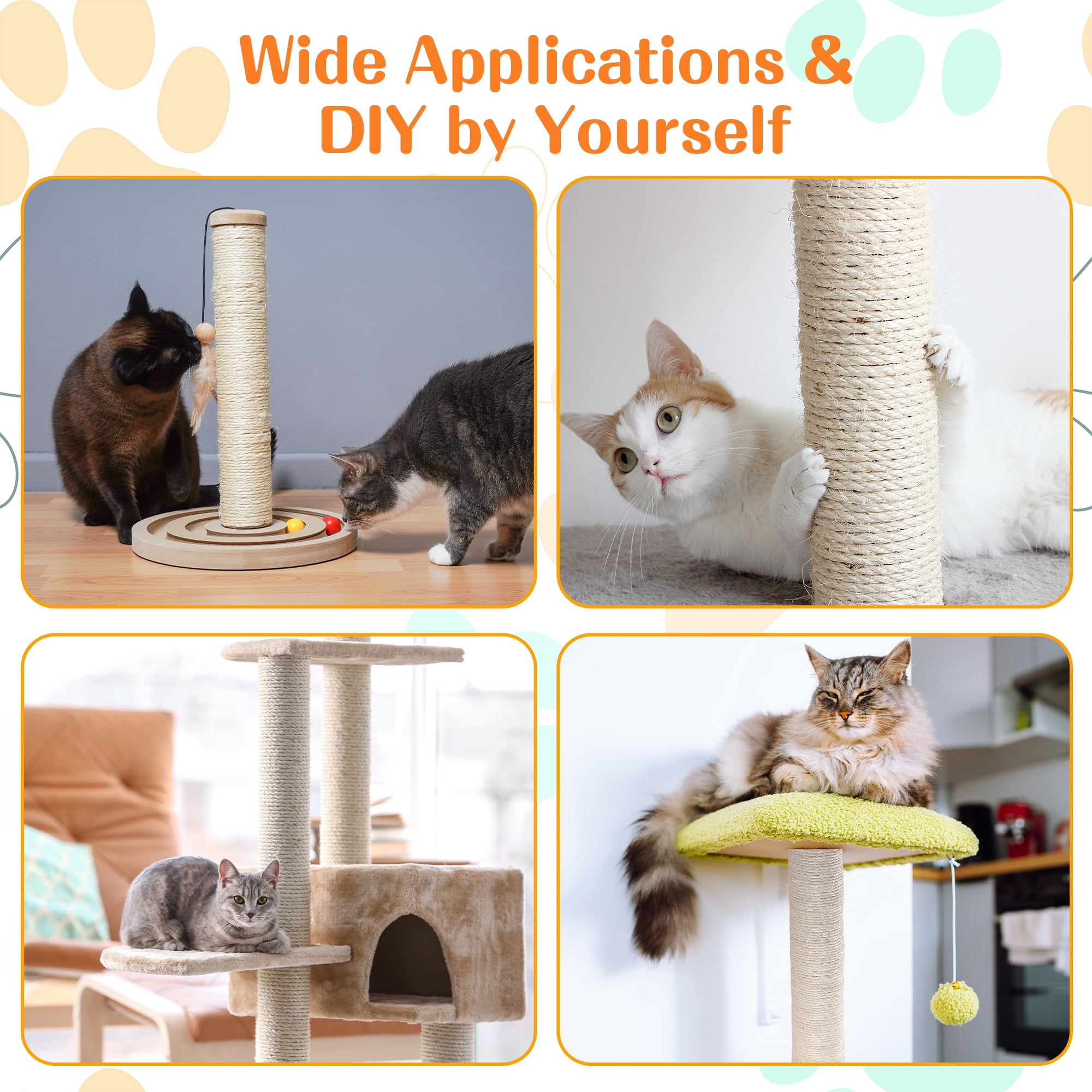 Pet Cat scratching posts Replacement Sisal Rope DIY Replaceable Sharpen Claw Toy Supplies  Scratch Post Refill Pole for Indoor Playing white 40cmx8cm