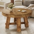thumbnail image 3 of Tribesigns 31.5-Inch Round Coffee Table, Solid Wood Center Table with Thickened Tabletop for Living Room, Apartment, Small Space, Brown, 3 of 6