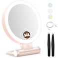 thumbnail image 1 of Espejo de aumento B Beauty Planet 30X con luz y batería de 2000mAh, rosa, 1 of 7