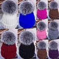 thumbnail image 4 of Bonnet Tricoté pour Femmes Hiver Doublé Polaire avec Faux Pompon, 4 of 6