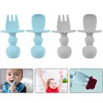 thumbnail image 1 of Juego de utensilios de autoalimentaci贸n para beb茅s First Training, cubiertos antiahogo con tenedor y cuchara para ni帽os peque帽os con LED de destete a partir de 6 meses, 1 of 6