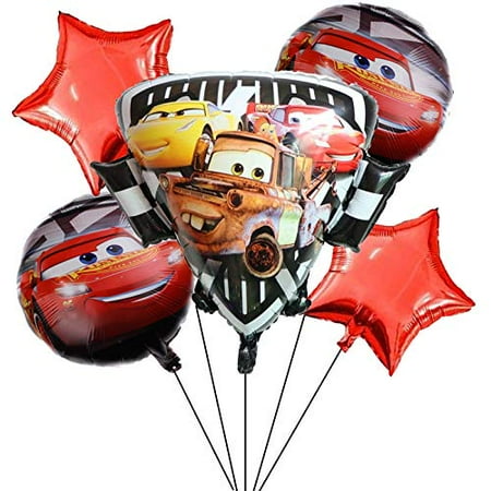 5Pcs Cars Lightning Mcqueen Balloons For Kids Birthday Baby Shower Cars Theme Party Decorations