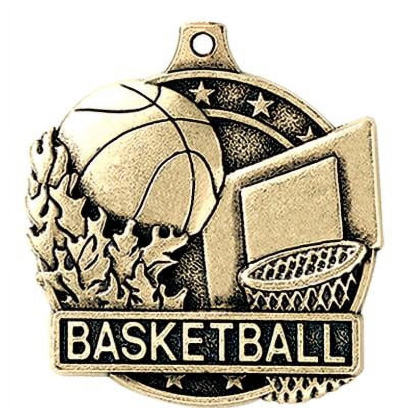Basketball Medals, 2" Gold Diecast Basketball Medal Award 5 Pack