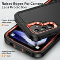 thumbnail image 4 of Dteck for Samsung Galaxy A14 5G Case with Kickstand, Heavy Duty Dual Layer Rugged Phone Cover, Durable Military Grade Protection Shockproof Protective Case for Samsung A14 5G,Black + Orange, 4 of 7