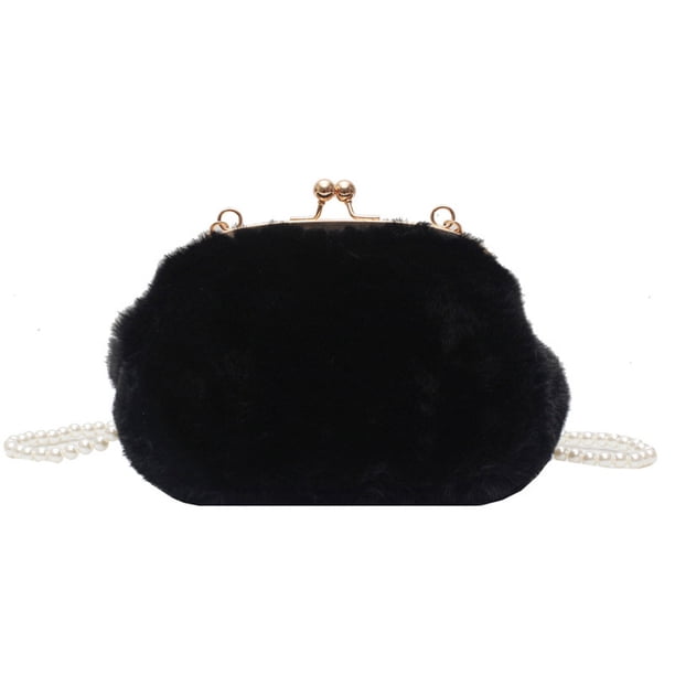 Bolsa de mensajero con cadena de perlas de felpa, cartera para teléfono, bolso de hombro pequeño Adepaton BST2000778-3