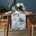 thumbnail image 2 of Blue Turtle Coastal Table Runner - 60 Inch Long, Kitchen Dining Table Runner Dresser Scarves, Octopus Summer Beach Coral Starfish Seahorse Farmhouse Decor for Coffee Tables Wedding Party Banquet, 2 of 8