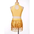 thumbnail image 3 of TTAO Kids Girls Halter Neck Tank Top With Sequins Fringe Shorts Set Modern Jazz Latin Samba Performance Clothes Yellow 12, 3 of 7
