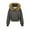 Dark Gray, variant on Faux Fur Trim Hoodies for Women Y2k Long Sleeve Cropped Sweatshirt Zip Up Jacket with Fur Hood Vintage Outfit Fall Winter Outfits Fashion Tops