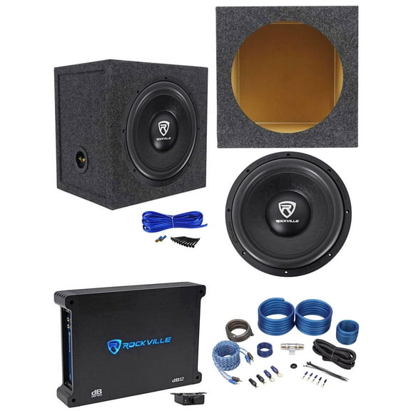 Rockville W12K6D4 V2 12" 2400w Subwoofer Sealed Sub Box Mono Amplifier Amp Kit