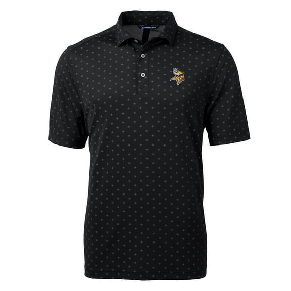 Men's Cutter & Buck Black Minnesota Vikings Virtue Eco Pique Tile Print Polo