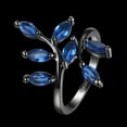 thumbnail image 2 of EOEMY 18Kgold Plated Black Gun P Fashion Ring Green Aaa Zirconia Women Leaves B316-8-Blue, 2 of 7