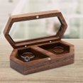 thumbnail image 1 of Cajas de Joyería Portátile Caja Organizadora de Anillos Dobles con Tapa Coleccionables Caja de Anillos de d Anillos de Compro Marrón Yotijar Vitrina de joyería, 1 of 9