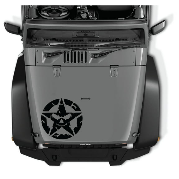 AnyStickerYouWant - Universal Wicked Skull Army Skull Sticker, Vinyl Hood Decal - Fits on & Compatible with Jeep Wrangler & Jeep Gladiator - Waterproof - 22" Tall