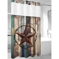 thumbnail image 4 of Western Texas Stars No Hook Shower Curtain Waterproof, Bathroom Curtains with Snap in Liners and See Through Top Window, Teal Brwon Vintage Wooden Plank Hotel Style Bathtub Curtains Shower 54"Wx78"L, 4 of 8