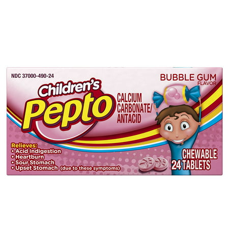 Bismol Kids Acid Indigestion, Heartburn, Sour Stomach, Upset Stomach Relief Medicine, Bubblegum Flavor, 24 Chewable Tablets (Pack of 6),.., By (Best Remedy For Sour Stomach)