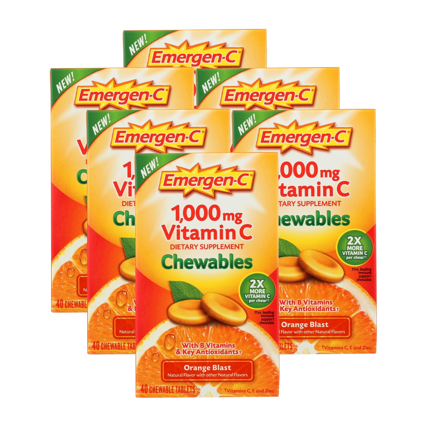 EmergenC Chewable Orange Blast Flavor Antioxidants Tablet 40 count