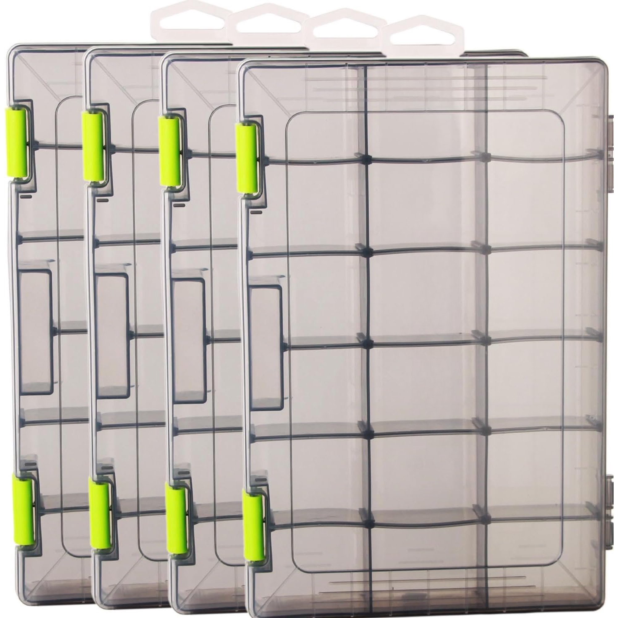 Tackle Boxes Plastic Storage Organizer Box with Removable Dividers 3600 Tackle Tray Lure Box and Terminal Tackle Storage 4 Packs Tackle Trays-Grey