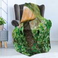 thumbnail image 4 of Mushroom Soft Flannel Fleece Throw Blanket, Close up Image of Plantation on Grass Edible, Cozy Plush for Indoor and Outdoor Use, 60" x 80", Sand Brown Dark Sepia, by Ambesonne, 4 of 5