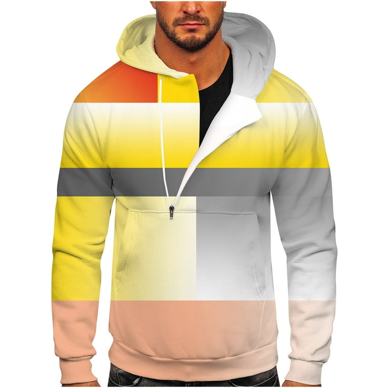 Mens Hoodies Pullover Sale Clearance Tie Dye Hoodie for Men Half Zip Hooded Sweatshirt Funny Print Casual Long Sleeve Sports Hoody Autumn Winter