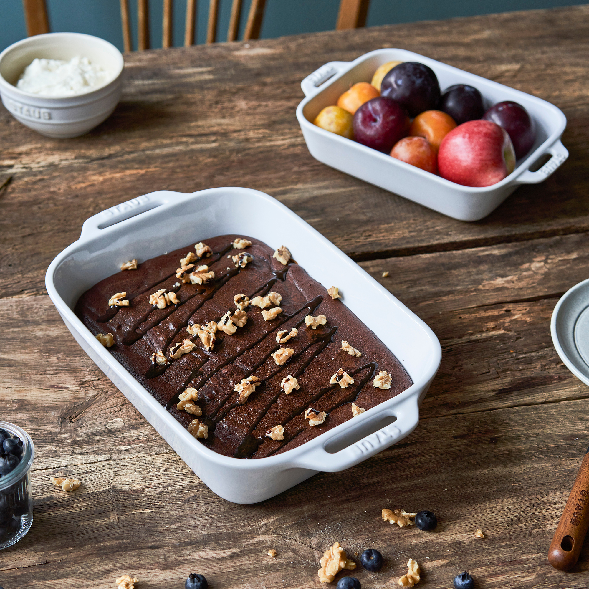 Staub Ceramic 2-Piece Rectangular Baking Dish Set, White photo 3