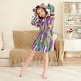 thumbnail image 3 of FORMRS Kids Bathrobe Unisex Hooded Robe Toddler Pajamas Sleepwear, Size 10-12T, Colorful Plaid, 3 of 7