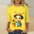 thumbnail image 2 of Mustard Yellow Women Kawaii Animal Tshirts Sun Graphic Loose Fit Tops Tee for Teen Girls 3/4 Length Sleeve Boat Neck Lounge Fall Summer Tee Shirt 2025 Clothes 3XL, 2 of 5