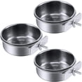 thumbnail image 1 of Juego de 3 comederos para loros de acero inoxidable, con soporte de abrazadera para comedero para pájaros, 1 of 5