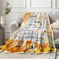 thumbnail image 2 of Bible Verse Fall Throw Blanket, Autumn Thanksgiving Harvest Pumpkins Sunflowers Inspirational Quotes Trust in The Lord Warm and Cozy Fleece Throw Blanket for Bed, Couch, Travel Camping Blankets, 2 of 4