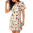 thumbnail image 2 of Easygdp Crabs Shrimps Camisón de manga corta para mujer, informal, estampado, 2 of 6