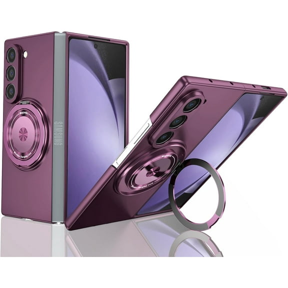 Tianle Magnetic Mobile Phone Case for Samsung Galaxy Z Fold 6 5G,Rotating Folding Stand Shockproof Phone Case Compatible with Samsung Galaxy Z Fold 6 (Purple)