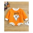 thumbnail image 3 of Baby Boys Girls Halloween Outfit Ghost Print Crewneck Sweatshirts Romper Pullover Top Fall Winter Clothes, 3 of 7