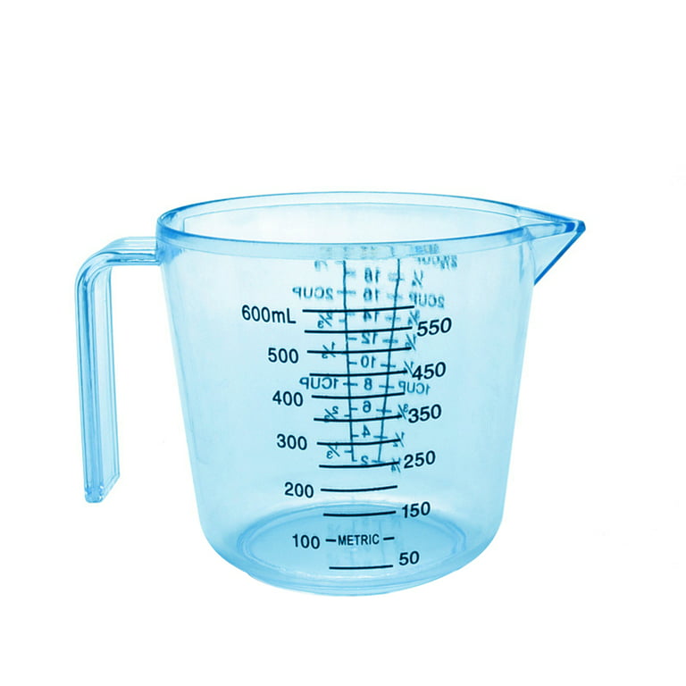 Worallymy Plastic Measuring Cups Multi Measurement Baking Cooking Tool Liquid Measure Jug Container, Size: 600 mL, Blue