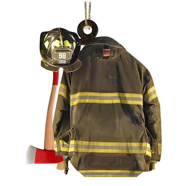 Accesorios navideños farfi llamativos accesorios navideños personalizados de madera a prueba de decoloración uniformes de fiesta de bomberos accesorios navideños