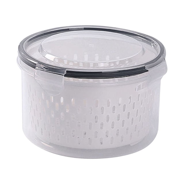 Plastic Storage Bins with Lids Large Size Fruit Vegetable Storage Containers for Fridge Draining Fresh Containers 3 in 1 Produce Storage Containers Large Organizer Bins with Lid & Colander