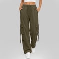 thumbnail image 4 of Women's Summer Casual Fashion Solid Color Quick Drying Work High Waist Straight Tube Wide Leg Multi Pocket Pants, 4 of 6