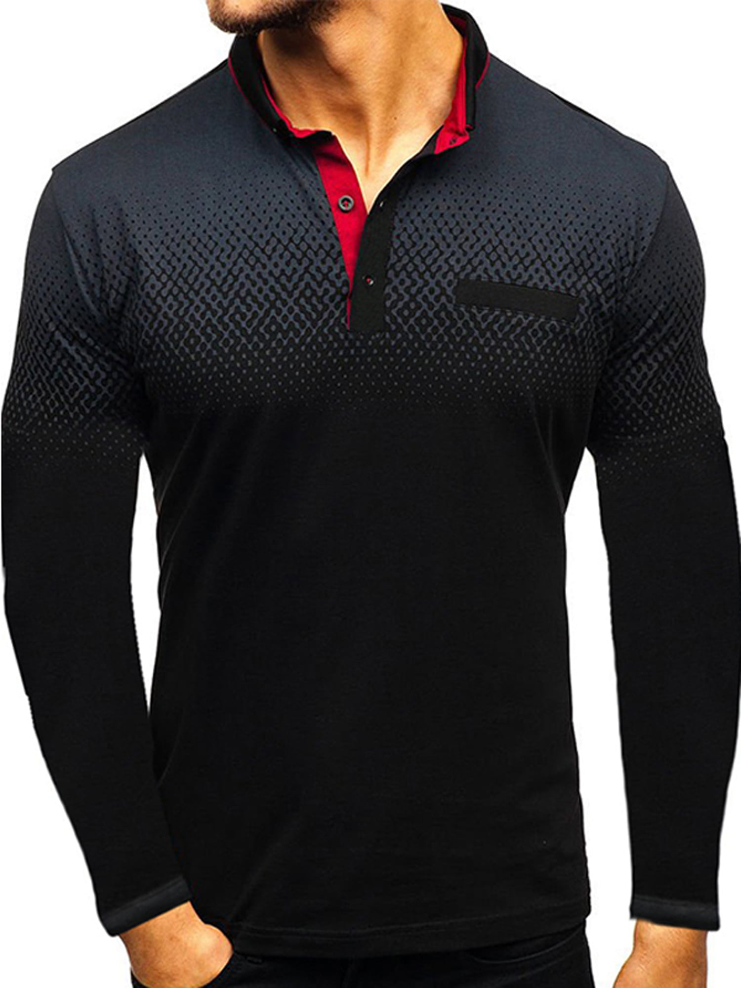 Men's Polo Shirt Golf Sports Long Sleeve T Shirt Jersey Casual Long ...
