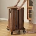 thumbnail image 3 of Solid Wood Stackable Stools Set of 4, Oak Dining Stools Side Table Nesting Tables with Caster & Brake, 3 of 7