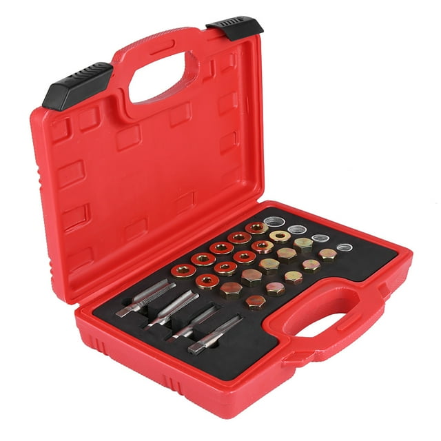 Drain Plug Tool Set, 64 Pieces High Strength Wearproof Oil Pan Thread Repair Tool Comprehensive Metal For Light Commercial Vehicles