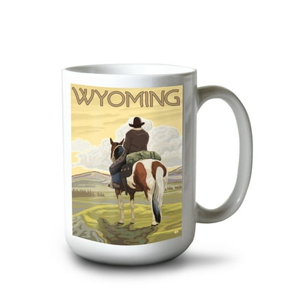

15 fl oz Ceramic Mug Wyoming Cowboy and Horse Dishwasher & Microwave Safe
