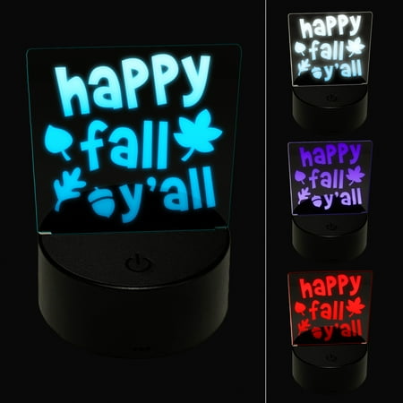 

Happy Fall Y all LED Night Light Sign 3D Illusion Desk Nightstand Lamp